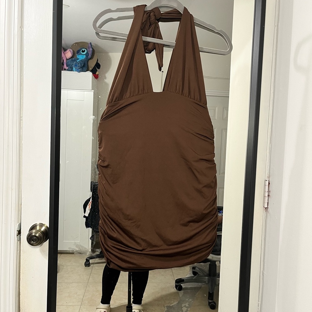 Cofee brown halter dress